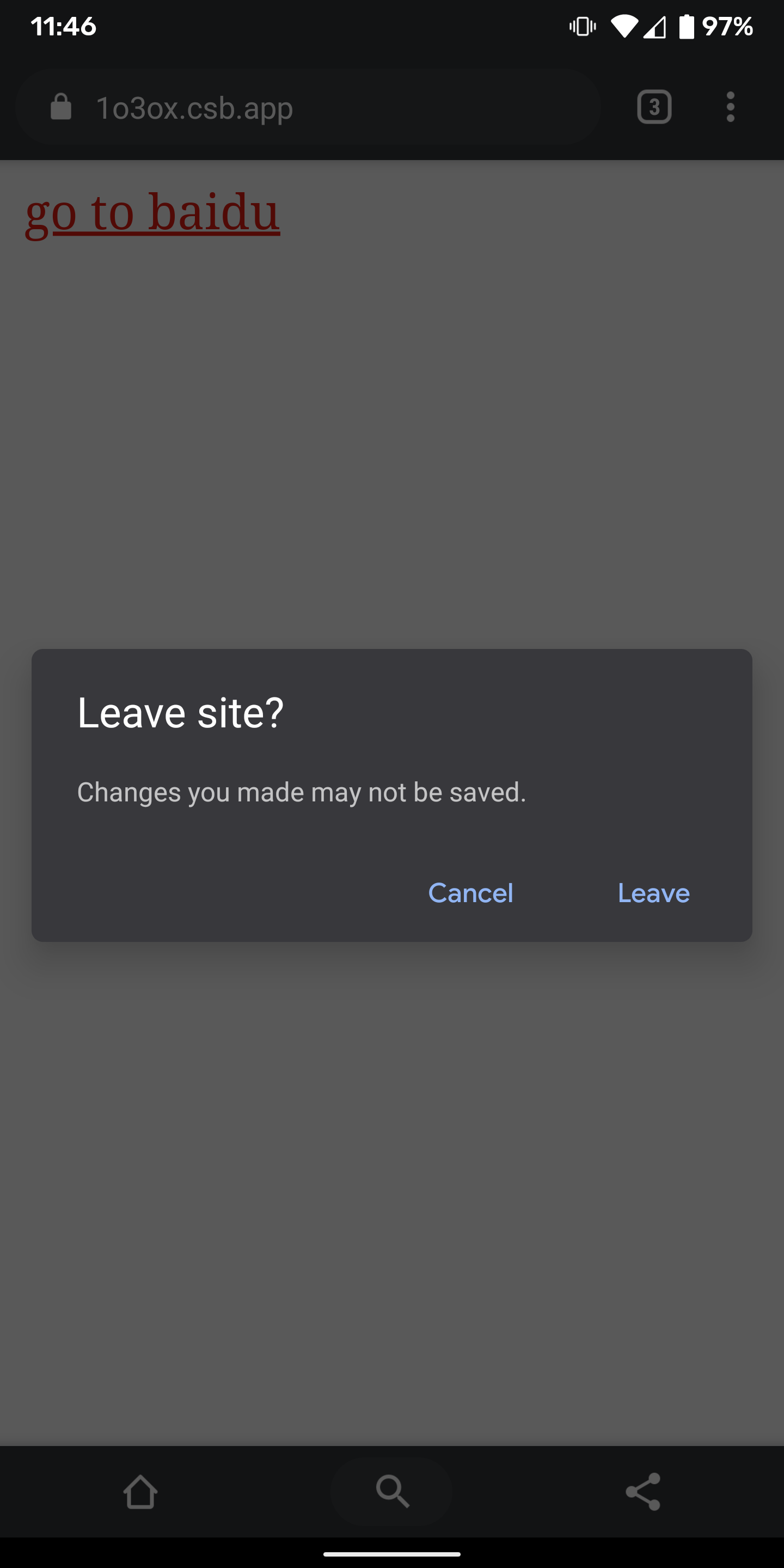 安卓 Chrome 的离开页面提示
